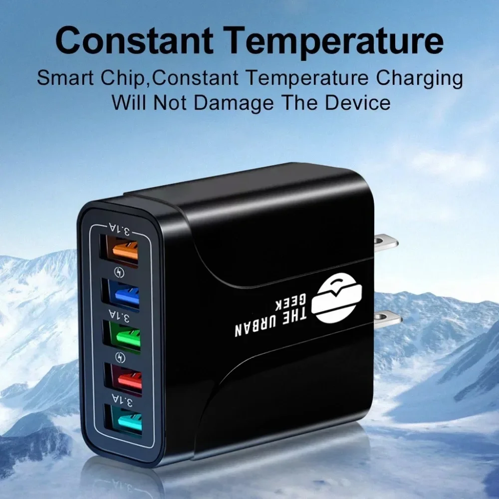 48 Watt 4-Port USB 3.0 Fast Charging Adapter Compatible with Apple, Android, Etc